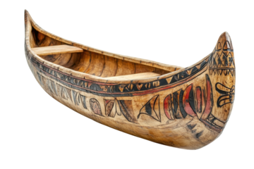 Decorated wooden canoe art
