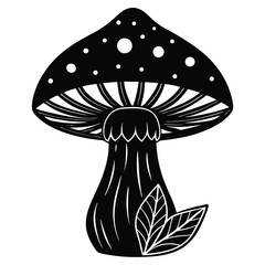 Mushroom vector Silhouette illustration Fantasy mushroom with crystal base
