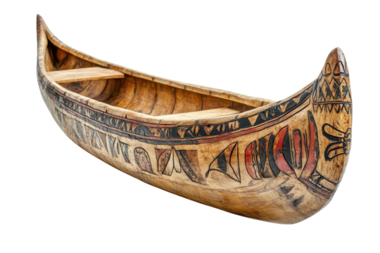 Decorated wooden canoe art
