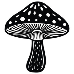 Mushroom vector Silhouette illustration Hand drawn style mushroom doodle