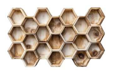 Wooden honeycomb shelf unit