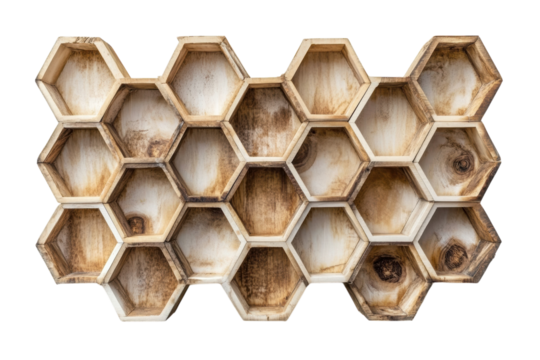 Wooden honeycomb shelf unit - Powered by Adobe