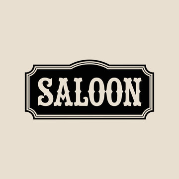 Vintage Western Saloon Sign Design in Black and Beige