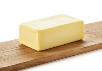 High-Quality Butter Block on Wooden Board