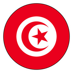 Fototapeta premium Flag of Tunisia. Black edge. Tunisia circle flag logo icon computer vector illustration design.