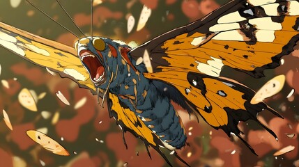 Hawk Moth yelling at his butterfly minions in anime style