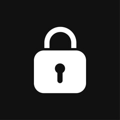 Lock icon white on black background template
