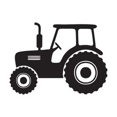 Modern flat-style tractor icon vector art illustration.