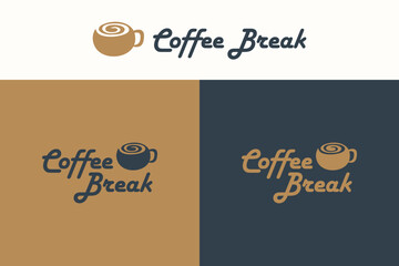 elegant coffee break icon logo design vector design template. creative coffee latte symbol logo design for restaurant, shop and food and drink business isolated on gold and premium color