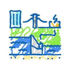 energy transmission hydroelectric power icon doodle illustration