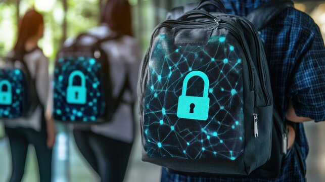 Secure backpacks signifying digital safety and data protection for students