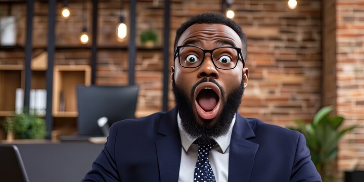 photo of modern surprised black man in the office 