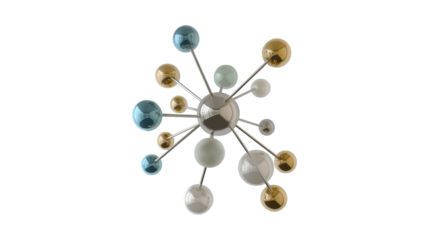 Modern Abstract Sphere Sculpture Metal and Glass Design Art