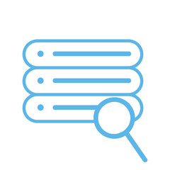 Obraz premium Database search. Magnifying glass examining server data. Information technology concept.