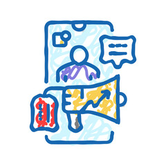 influencer marketing icon doodle illustration