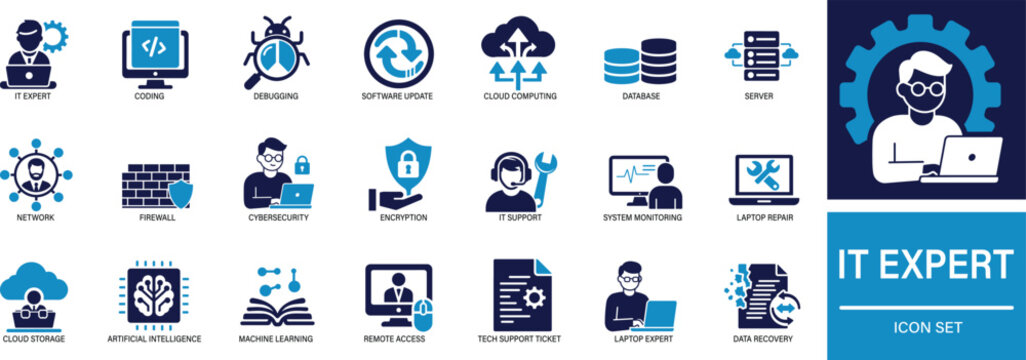 IT Expert Icon tech support, developer, software engineer, coding, 