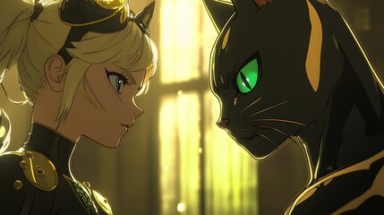 Cat Noir and Queen Bee debating their strategy in anime style