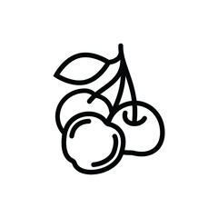 Contour icon of a ripe cherry. A design element.