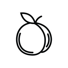 Contour icon of a ripe peach. A design element.