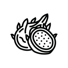 Contour icon of a ripe pitahaya. A design element.