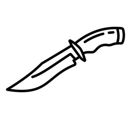 Contour icon of a camping knife. A design element.