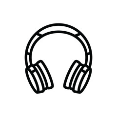 The outline icon of large wireless headphones. A design element.