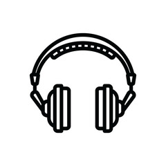 The outline icon of large wireless headphones. A design element.