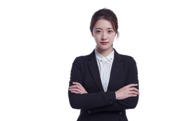 Professional woman in  business suit isolated on white background