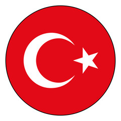 Flag of Turkey. Black edge. Turkey circle flag logo icon computer vector illustration design.