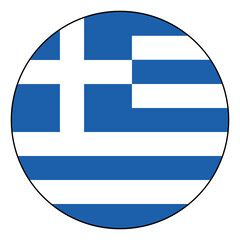Obraz premium Flag of Greece. Black edge. Greece circle flag logo icon computer vector illustration design.