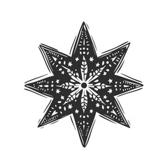 Obraz premium Intricate Eight-Pointed Star Silhouette Illustration. Symbolizing Cosmic Harmony And Balance. Isolated Vector Illustration