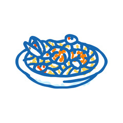 seafood pasta sea cuisine icon doodle illustration
