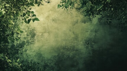 Green forest background image with leaves and branches
