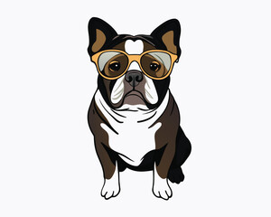 Cute and cool Bulldog vector with glasses