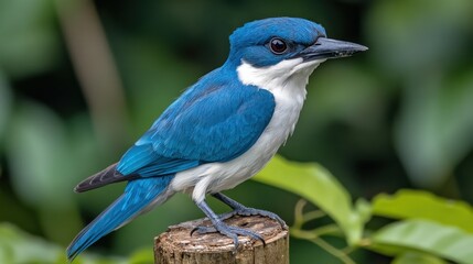 Obraz premium A vibrant blue and white bird perched