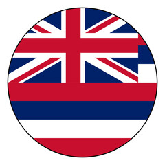 Obraz premium Flag of Hawaii. Black edge. Hawaii circle flag logo icon computer vector illustration design.
