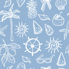 Fototapeta premium Hand drawn doodle mediterranean summer vacation background