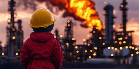 Obraz premium photo of toddler working in refinery 
