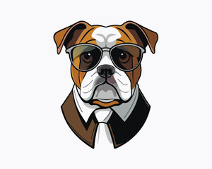Cute and cool Bulldog vector with glasses