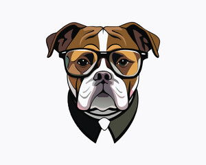 Cute and cool Bulldog vector with glasses