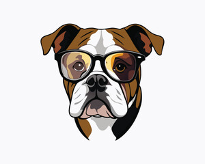 Cute and cool Bulldog vector with glasses