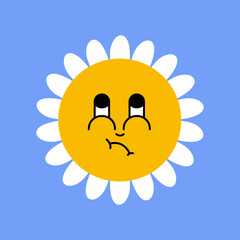Daisy flower smiling face, cute sunflower emoji for different emotions, great for adding joy to your designs