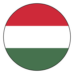 Obraz premium Flag of Hungary. Black edge. Hungary circle flag logo icon computer vector illustration design.