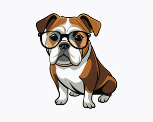 Cute and cool Bulldog vector with glasses