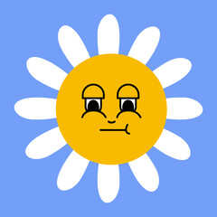 Daisy flower smiling face, cute sunflower emoji for different emotions, great for adding joy to your designs