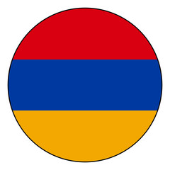 Flag of Armenia. Black edge. Armenia circle flag logo icon computer vector illustration design.