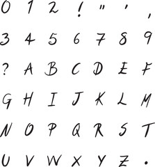 Slant Sketch Typeface Lettering Handwritten ABC Text Font Handwriting Vector Illustration