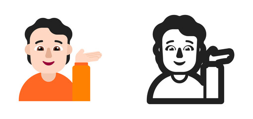 Person Tipping Hand Emoji (Dark Hair, Orange Shirt)
