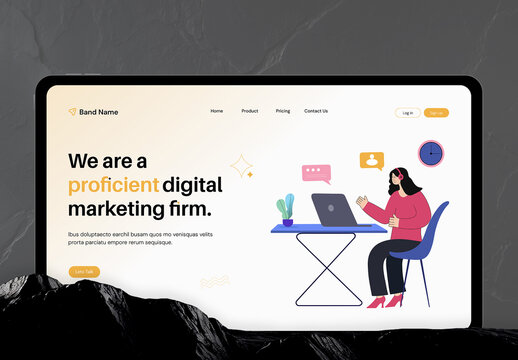 Website Hero Header Layout with Illustration