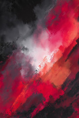 Grungy abstract  painting with red and black palette